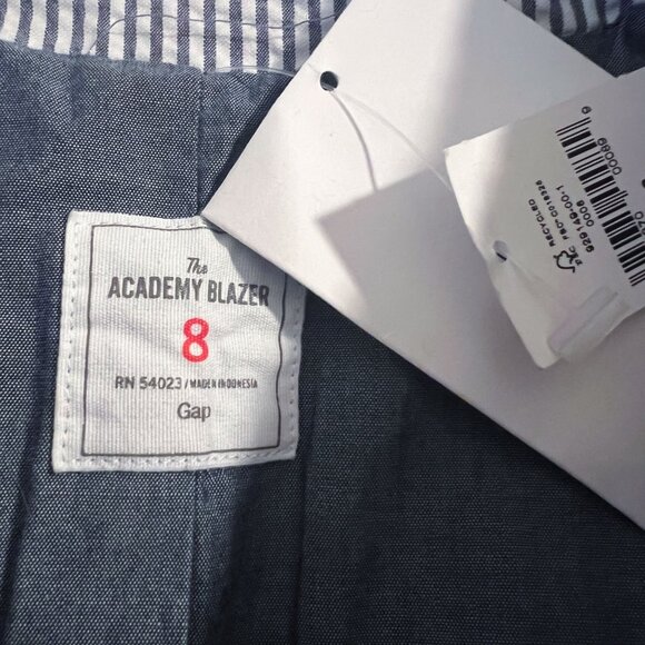 Brand new GAP Academy Blazer Gap Blue White Seersucker Jacket Size 8 - Picture 4 of 13
